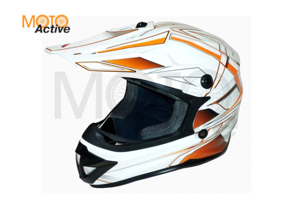 Шлем детский (кроссовый) ATAKI SC-15 Rift, оранжевый/белый глянцевый